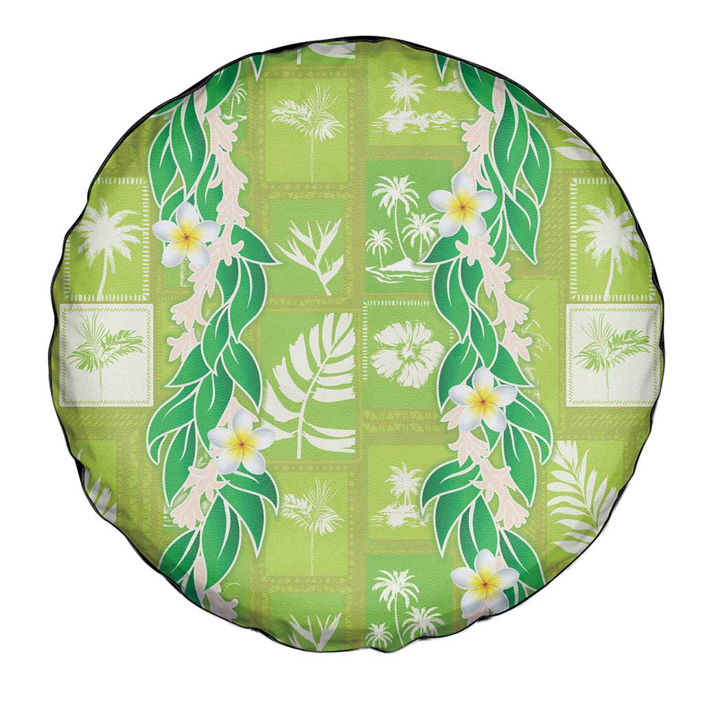 Aloha Hawaii Tuberose Lei Spare Tire Cover Tropical Vibes Green Color - Polynesian Pride