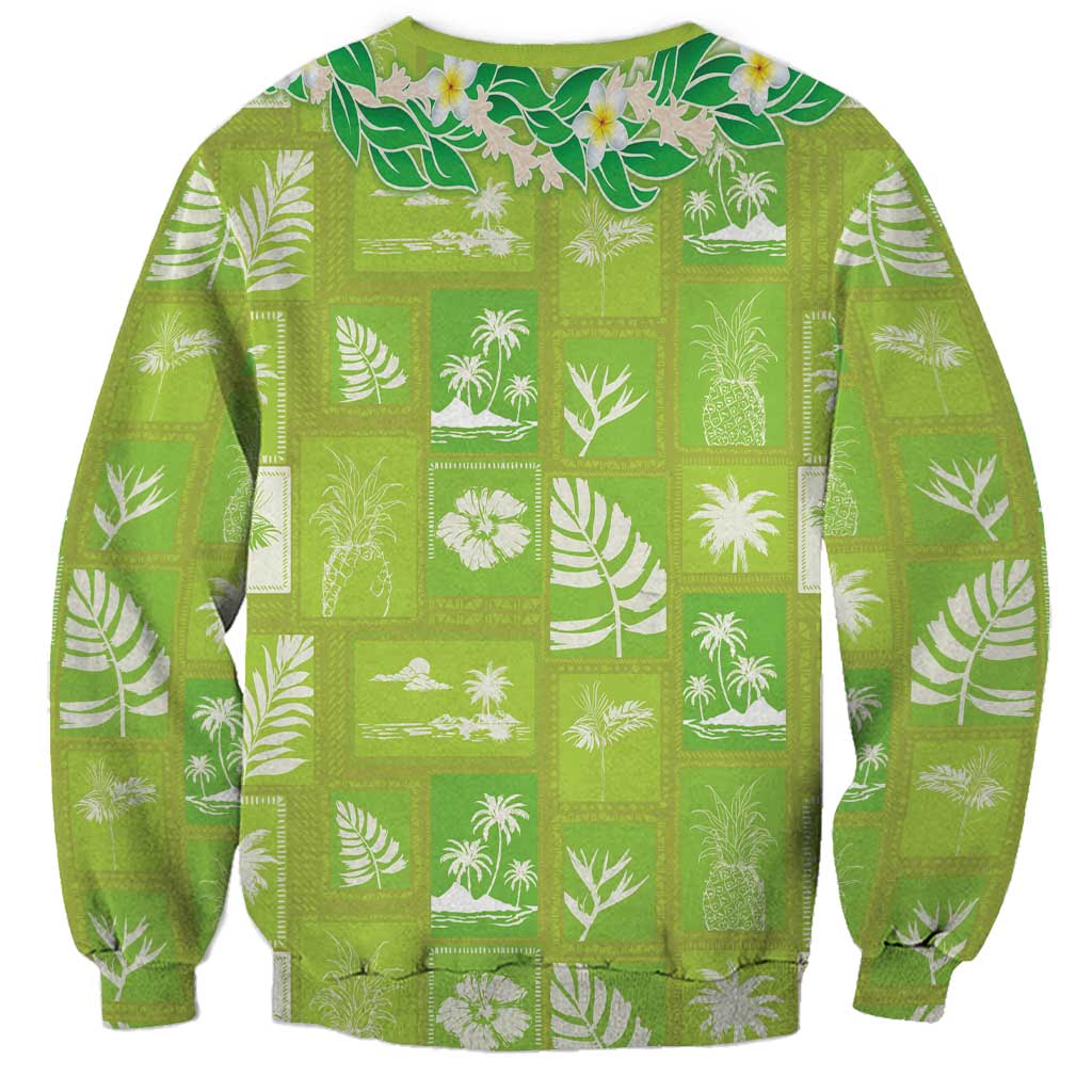 Aloha Hawaii Tuberose Lei Sweatshirt Tropical Vibes Green Color - Polynesian Pride