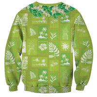 Aloha Hawaii Tuberose Lei Sweatshirt Tropical Vibes Green Color - Polynesian Pride