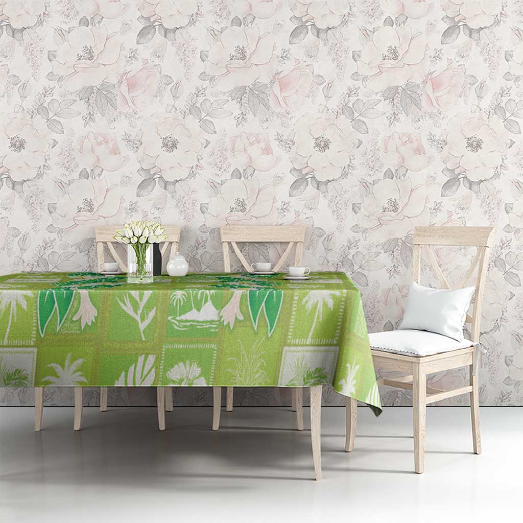 Aloha Hawaii Tuberose Lei Tablecloth Tropical Vibes Green Color - Polynesian Pride