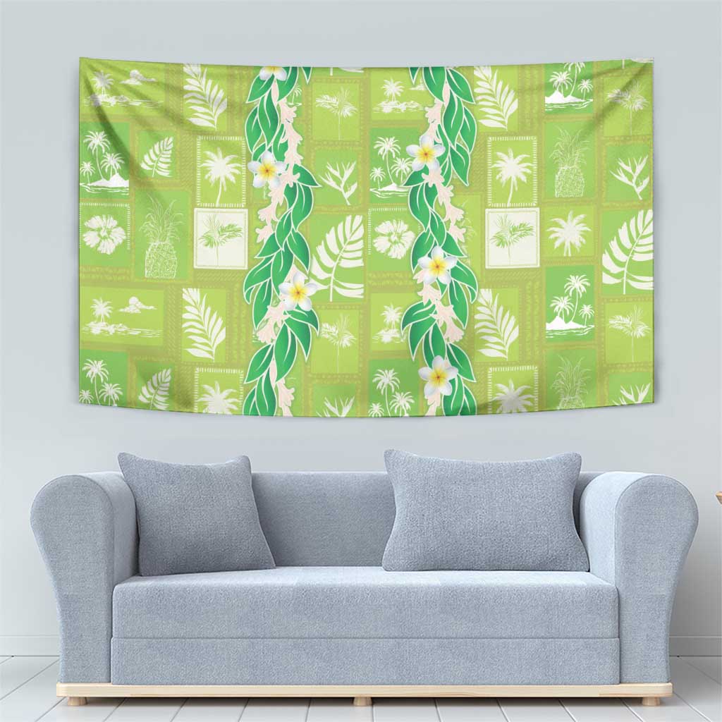 Aloha Hawaii Tuberose Lei Tapestry Tropical Vibes Green Color - Polynesian Pride
