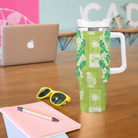 Aloha Hawaii Tuberose Lei Tumbler With Handle Tropical Vibes Green Color - Polynesian Pride