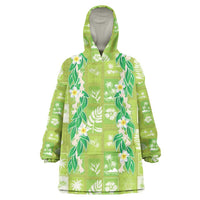 Aloha Hawaii Tuberose Lei Wearable Blanket Hoodie Tropical Vibes Green Color - Polynesian Pride