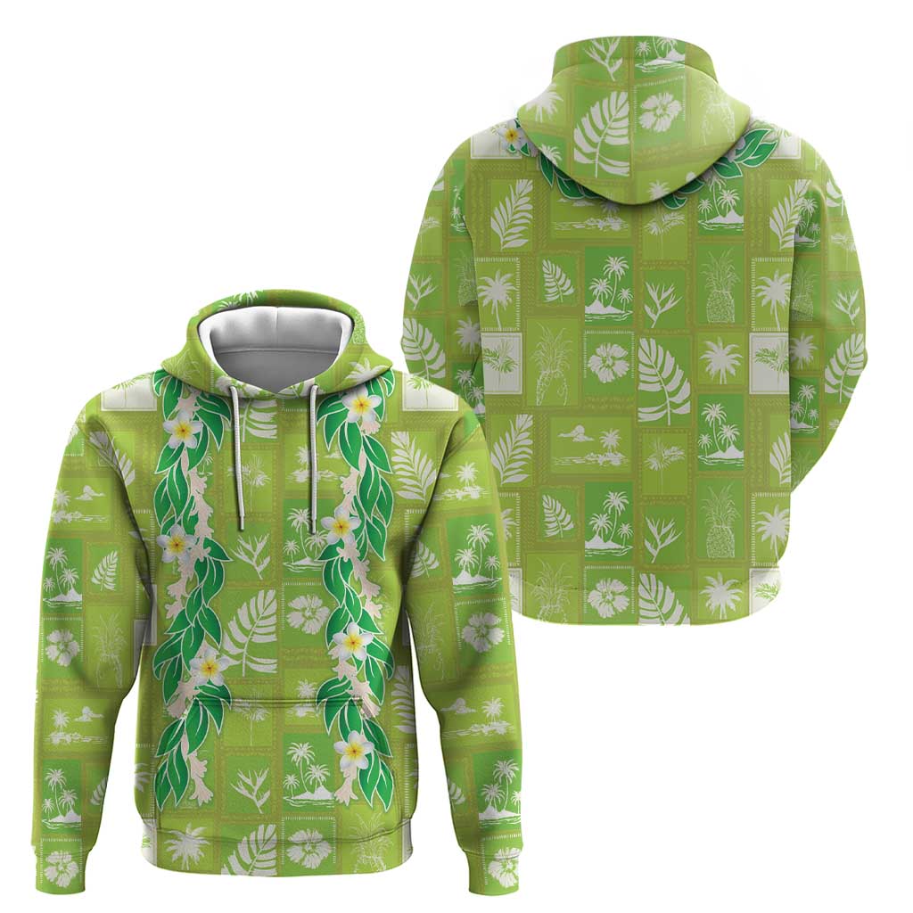 Aloha Hawaii Tuberose Lei Zip Hoodie Tropical Vibes Green Color - Polynesian Pride