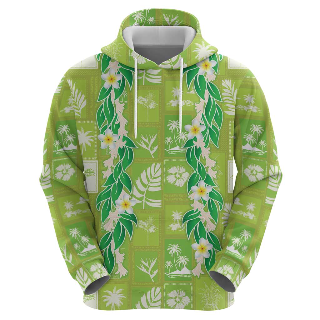 Aloha Hawaii Tuberose Lei Zip Hoodie Tropical Vibes Green Color - Polynesian Pride