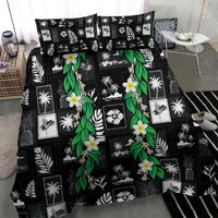 Aloha Hawaii Tuberose Lei Bedding Set Tropical Vibes Black Color - Polynesian Pride