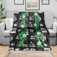 Aloha Hawaii Tuberose Lei Blanket Tropical Vibes Black Color - Polynesian Pride