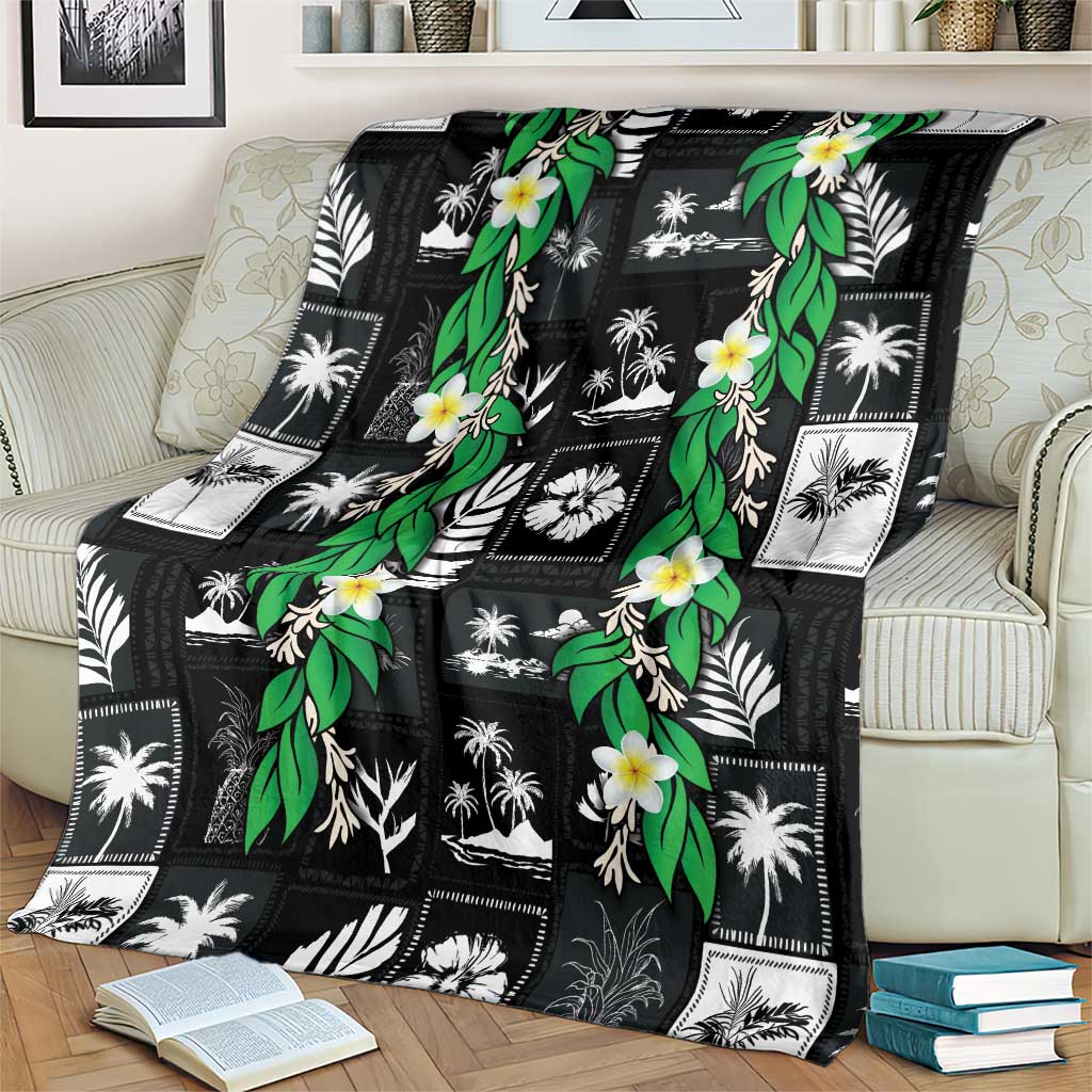 Aloha Hawaii Tuberose Lei Blanket Tropical Vibes Black Color - Polynesian Pride