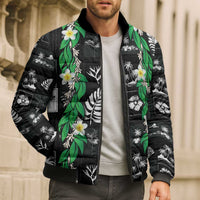 Aloha Hawaii Tuberose Lei Bomber Puffer Jacket Tropical Vibes Black Color - Polynesian Pride