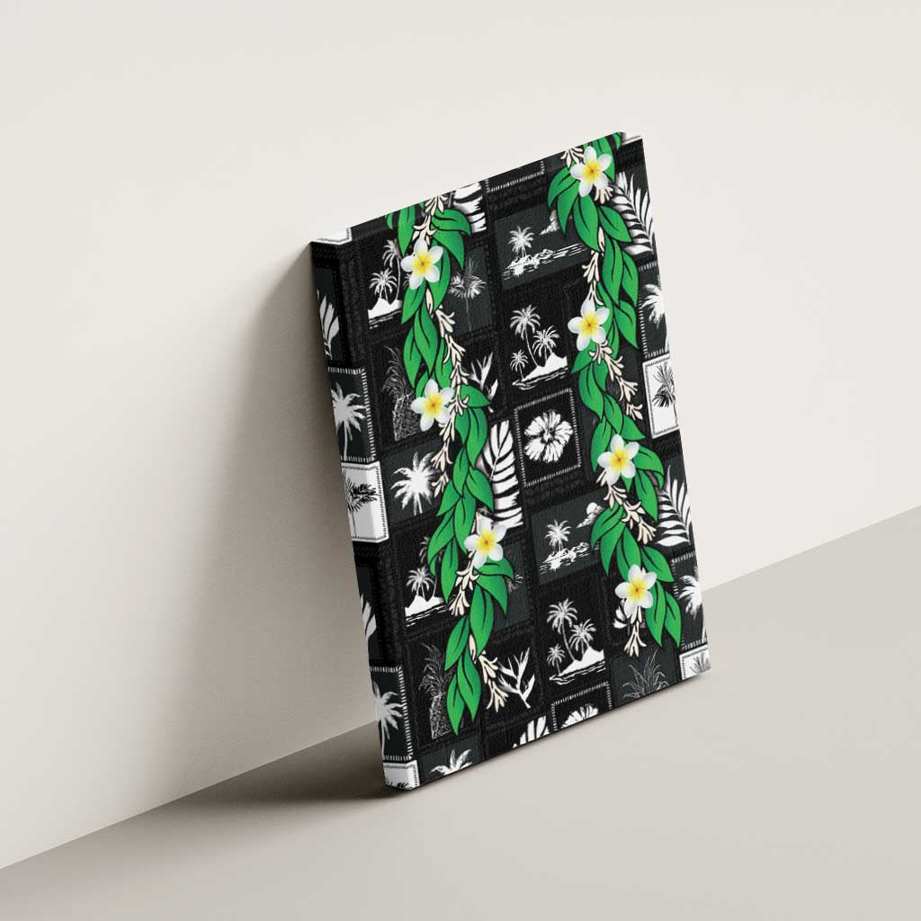 Aloha Hawaii Tuberose Lei Canvas Wall Art Tropical Vibes Black Color - Polynesian Pride