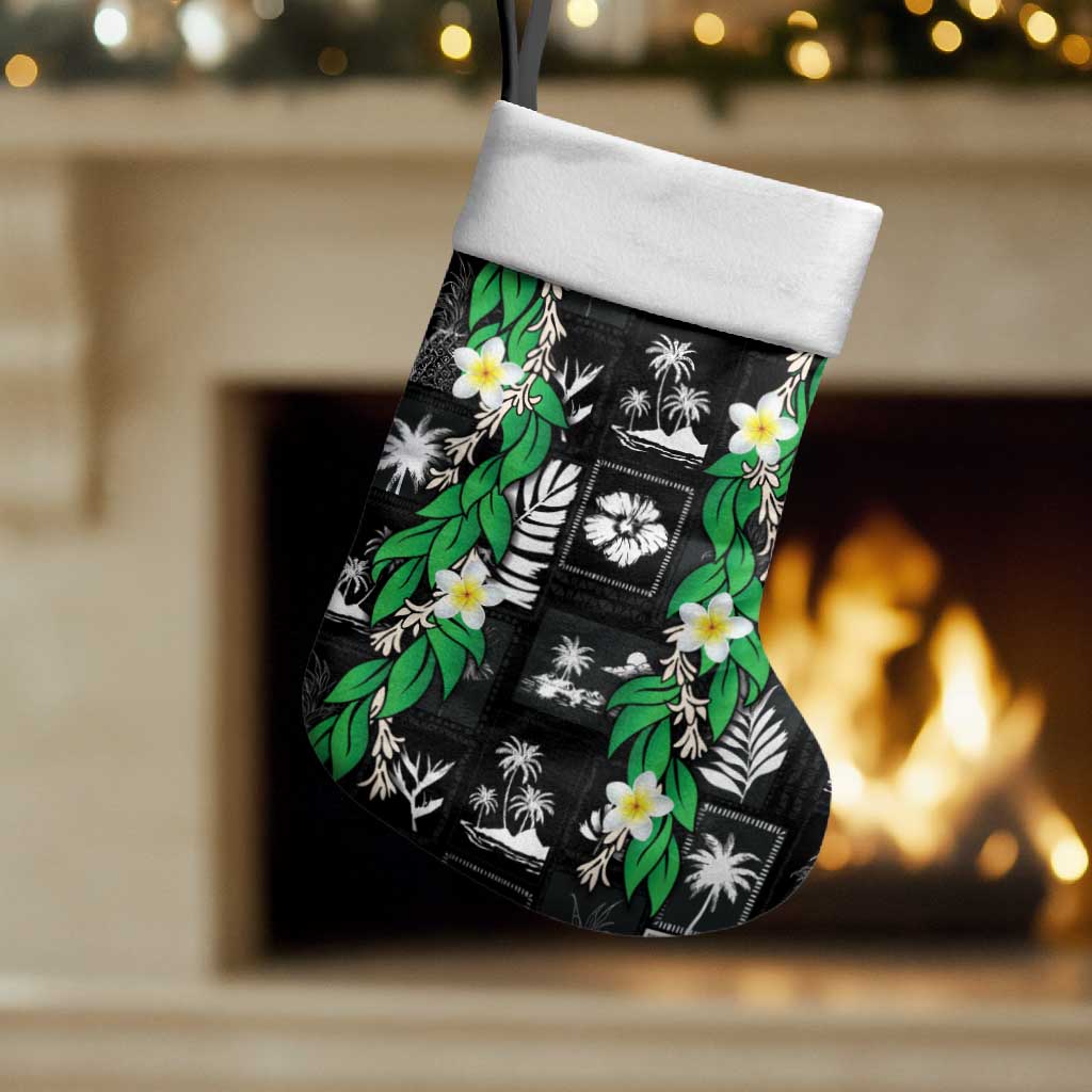 Aloha Hawaii Tuberose Lei Christmas Stocking Tropical Vibes Black Color - Polynesian Pride
