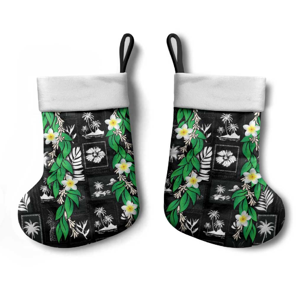 Aloha Hawaii Tuberose Lei Christmas Stocking Tropical Vibes Black Color - Polynesian Pride