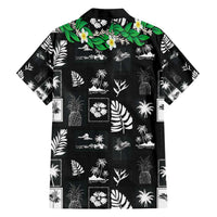 Aloha Hawaii Tuberose Lei Family Matching Puletasi and Hawaiian Shirt Tropical Vibes Black Color - Polynesian Pride