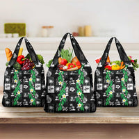 Aloha Hawaii Tuberose Lei Grocery Bag Tropical Vibes Black Color - Polynesian Pride