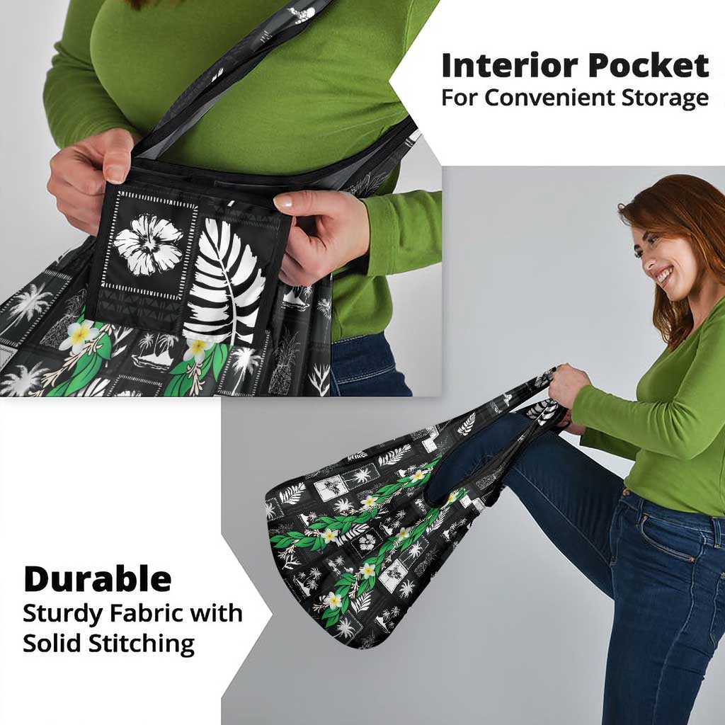 Aloha Hawaii Tuberose Lei Grocery Bag Tropical Vibes Black Color - Polynesian Pride