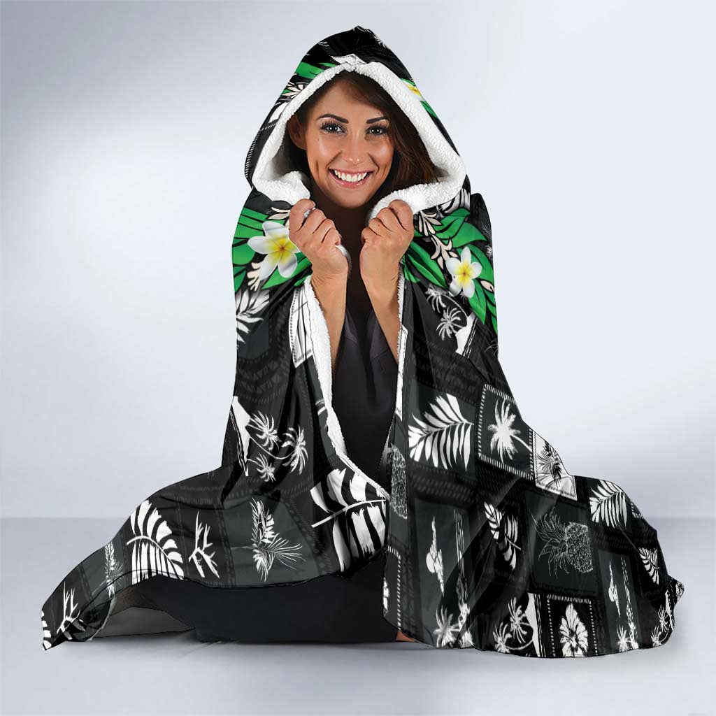 Aloha Hawaii Tuberose Lei Hooded Blanket Tropical Vibes Black Color - Polynesian Pride