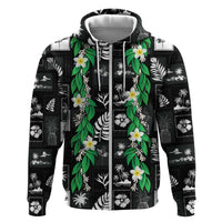 Aloha Hawaii Tuberose Lei Hoodie Tropical Vibes Black Color - Polynesian Pride