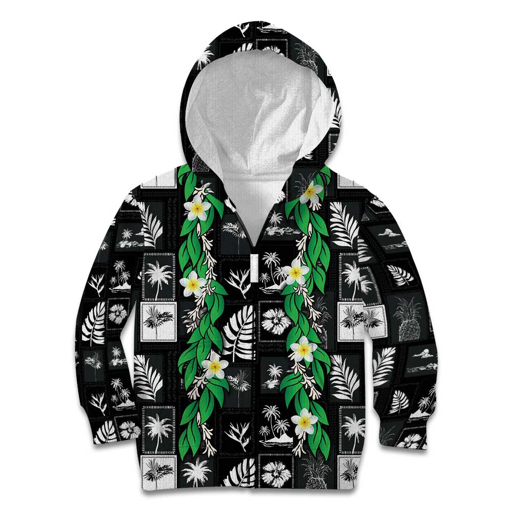 Aloha Hawaii Tuberose Lei Kid Hoodie Tropical Vibes Black Color - Polynesian Pride