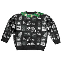 Aloha Hawaii Tuberose Lei Kid Ugly Christmas Sweater Tropical Vibes Black Color - Polynesian Pride