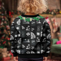 Aloha Hawaii Tuberose Lei Kid Ugly Christmas Sweater Tropical Vibes Black Color - Polynesian Pride
