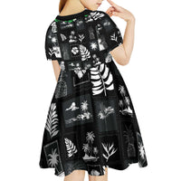 Aloha Hawaii Tuberose Lei Kid Short Sleeve Dress Tropical Vibes Black Color - Polynesian Pride