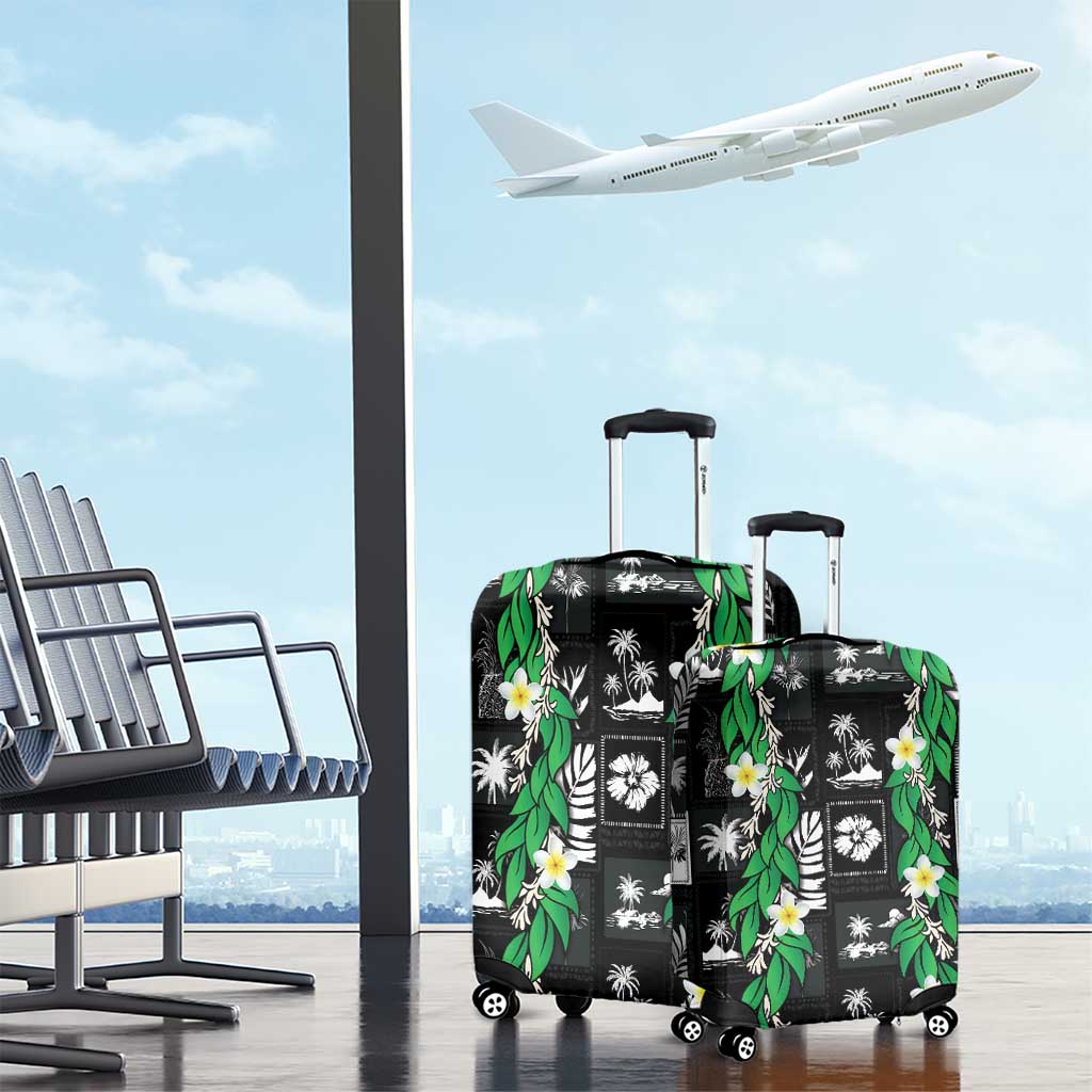 Aloha Hawaii Tuberose Lei Luggage Cover Tropical Vibes Black Color - Polynesian Pride