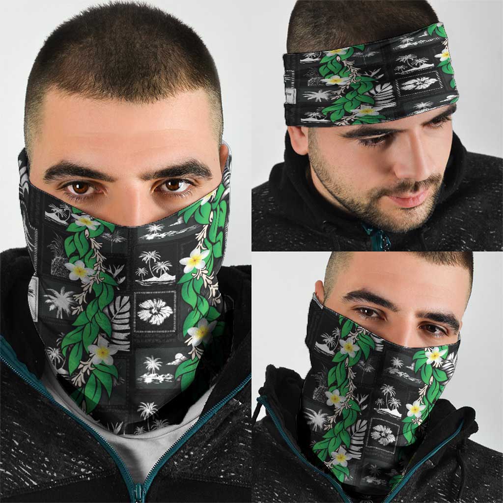 Aloha Hawaii Tuberose Lei Neck Gaiter Tropical Vibes Black Color - Polynesian Pride
