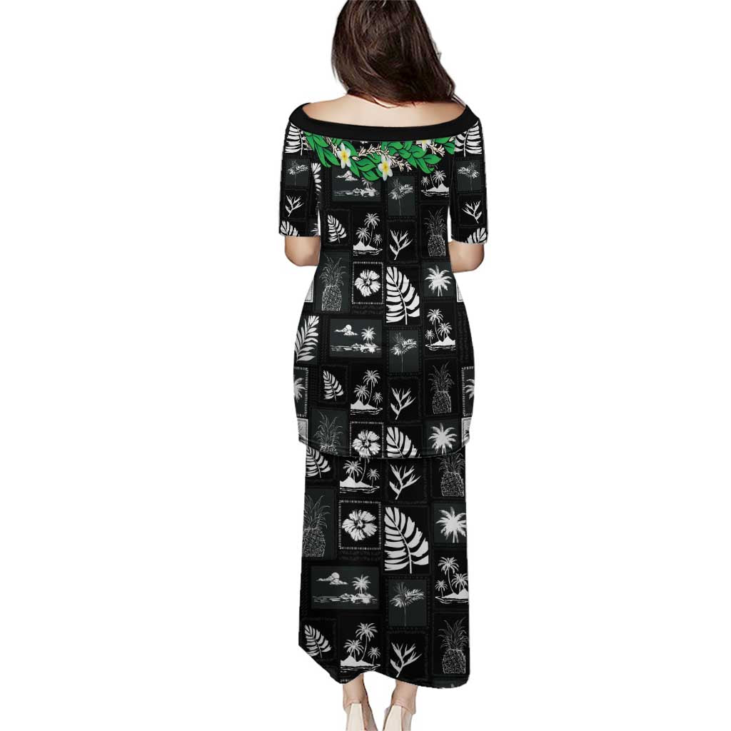 Aloha Hawaii Tuberose Lei Puletasi Tropical Vibes Black Color - Polynesian Pride