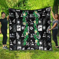 Aloha Hawaii Tuberose Lei Quilt Tropical Vibes Black Color - Polynesian Pride