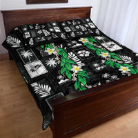 Aloha Hawaii Tuberose Lei Quilt Bed Set Tropical Vibes Black Color - Polynesian Pride