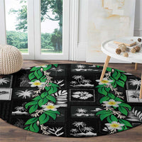 Aloha Hawaii Tuberose Lei Round Carpet Tropical Vibes Black Color - Polynesian Pride