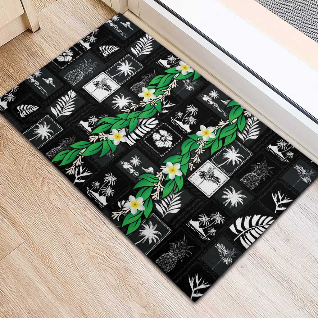 Aloha Hawaii Tuberose Lei Rubber Doormat Tropical Vibes Black Color - Polynesian Pride