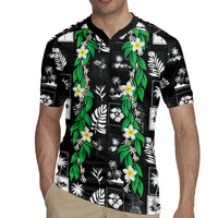 Aloha Hawaii Tuberose Lei Rugby Jersey Tropical Vibes Black Color - Polynesian Pride