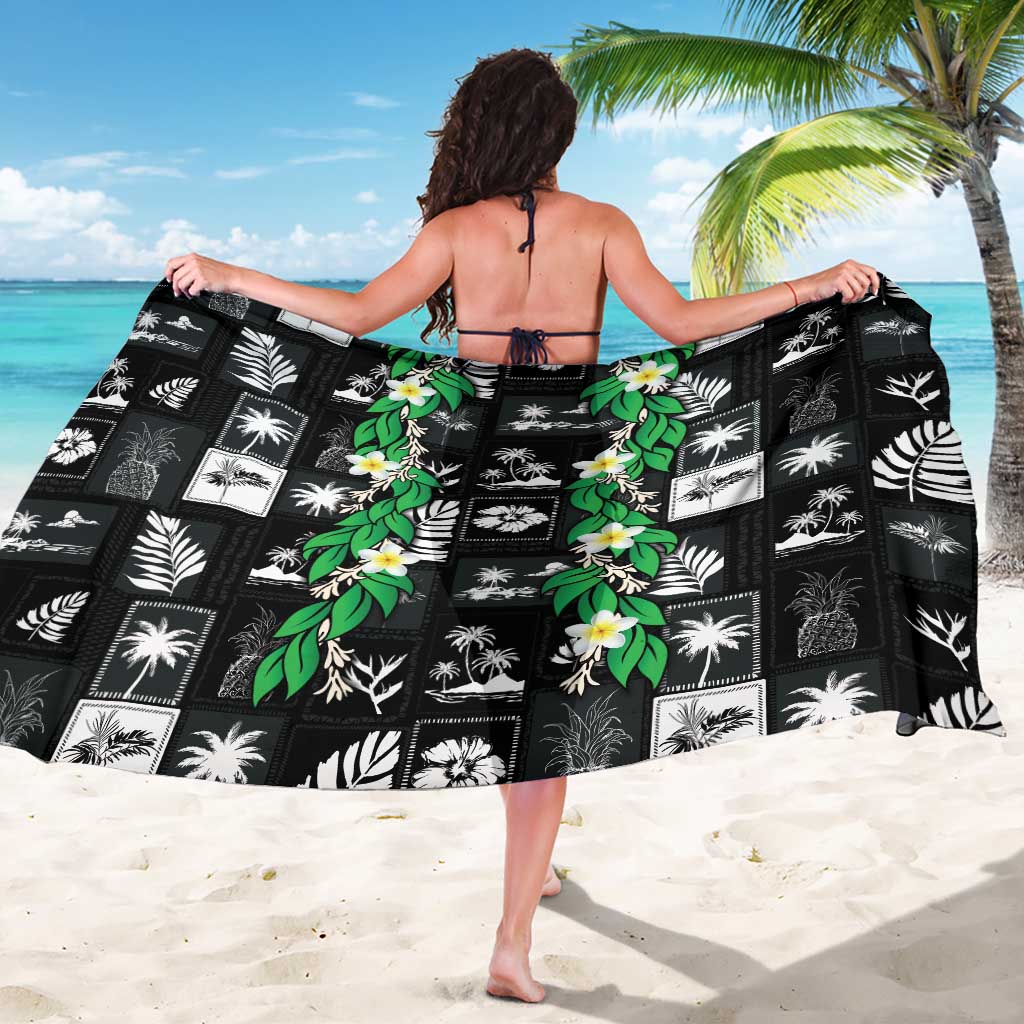 Aloha Hawaii Tuberose Lei Sarong Tropical Vibes Black Color - Polynesian Pride