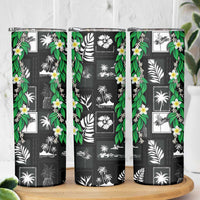Aloha Hawaii Tuberose Lei Skinny Tumbler Tropical Vibes Black Color - Polynesian Pride