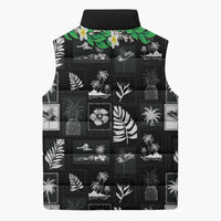 Aloha Hawaii Tuberose Lei Sleeveless Puffer Jacket Tropical Vibes Black Color - Polynesian Pride
