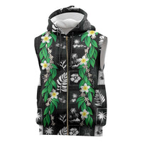 Aloha Hawaii Tuberose Lei Sleeveless Zip Hoodie Tropical Vibes Black Color - Polynesian Pride
