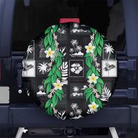 Aloha Hawaii Tuberose Lei Spare Tire Cover Tropical Vibes Black Color - Polynesian Pride