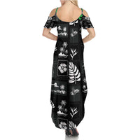 Aloha Hawaii Tuberose Lei Summer Maxi Dress Tropical Vibes Black Color - Polynesian Pride