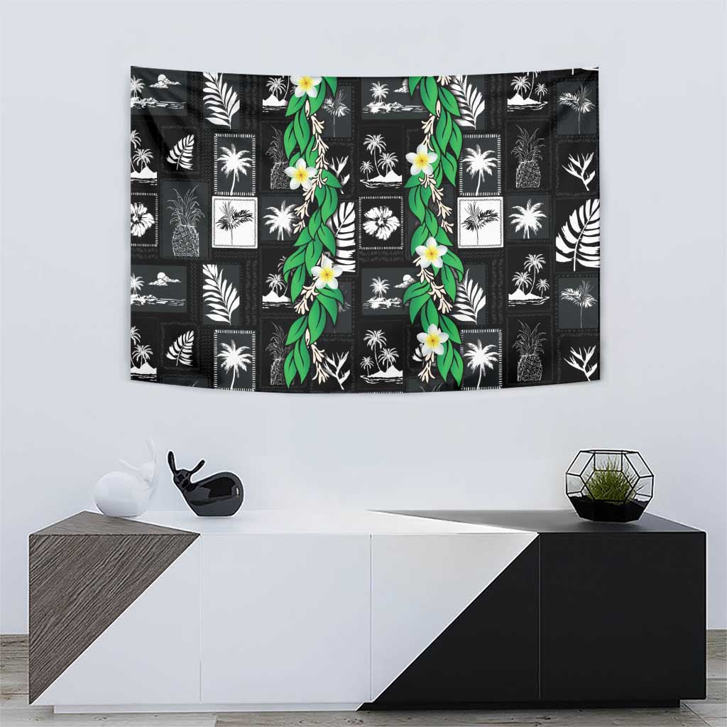 Aloha Hawaii Tuberose Lei Tapestry Tropical Vibes Black Color - Polynesian Pride
