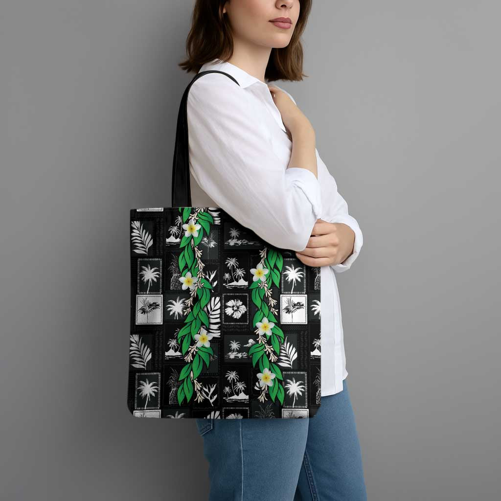 Aloha Hawaii Tuberose Lei Tote Bag Tropical Vibes Black Color - Polynesian Pride
