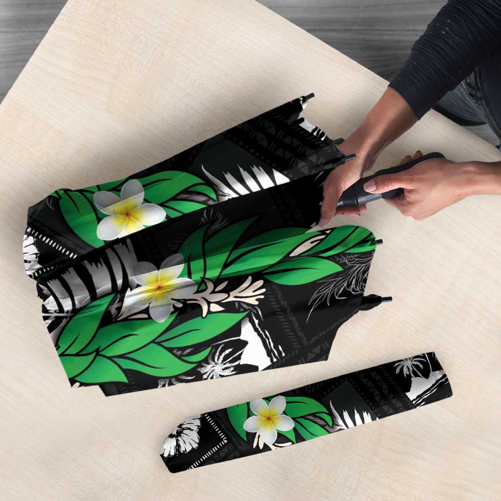 Aloha Hawaii Tuberose Lei Umbrella Tropical Vibes Black Color - Polynesian Pride