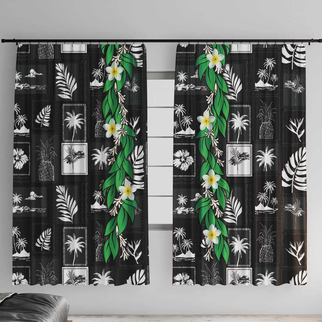 Aloha Hawaii Tuberose Lei Window Curtain Tropical Vibes Black Color - Polynesian Pride