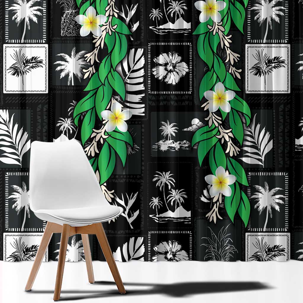 Aloha Hawaii Tuberose Lei Window Curtain Tropical Vibes Black Color - Polynesian Pride