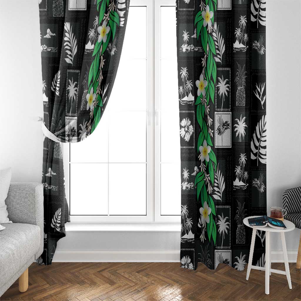 Aloha Hawaii Tuberose Lei Window Curtain Tropical Vibes Black Color - Polynesian Pride