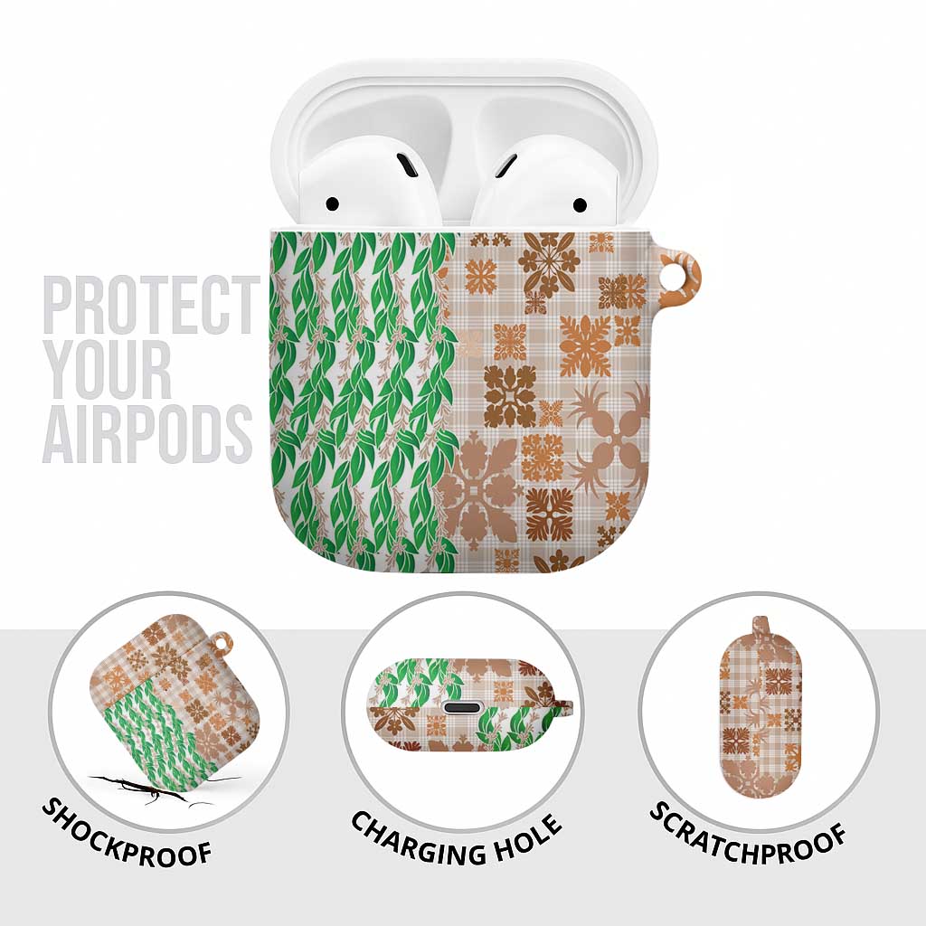 Aloha Hawaii Palaka Tuberose Lei AirPods Case Hawaiian Quilt Seamless Style - Polynesian Pride