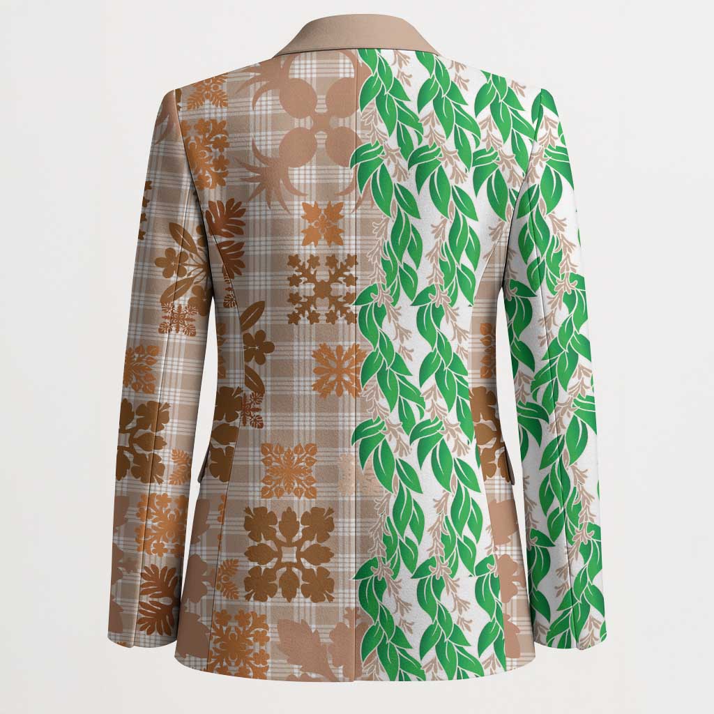 Aloha Hawaii Palaka Tuberose Lei Blazer Hawaiian Quilt Seamless Style - Polynesian Pride
