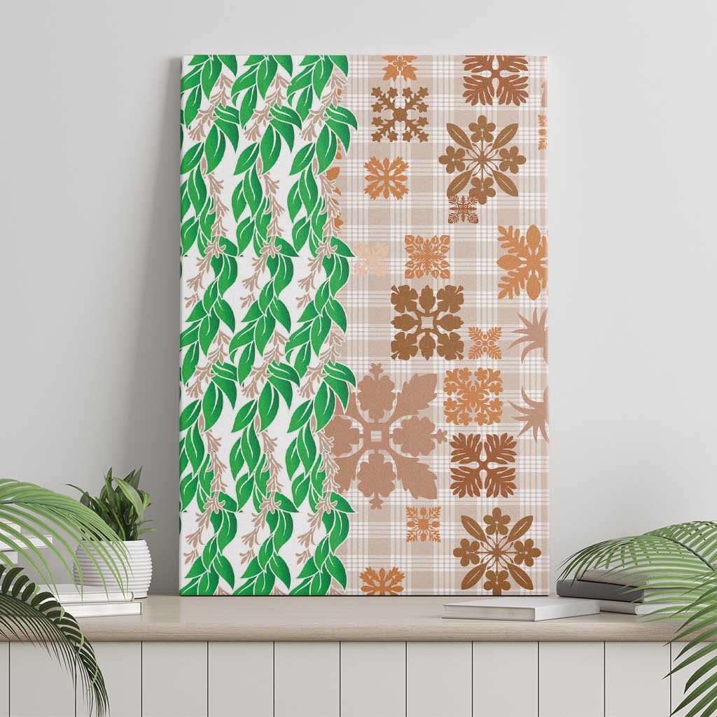 Aloha Hawaii Palaka Tuberose Lei Canvas Wall Art Hawaiian Quilt Seamless Style - Polynesian Pride