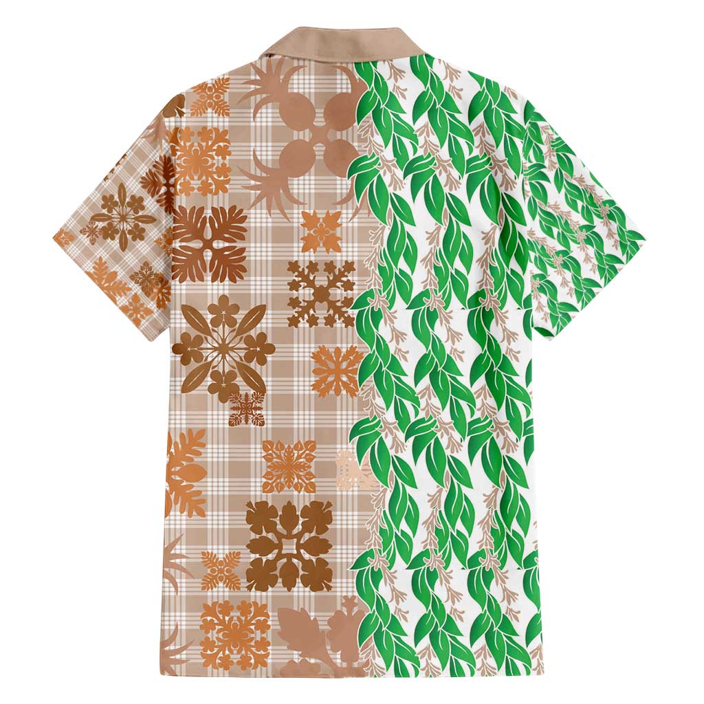 Aloha Hawaii Palaka Tuberose Lei Family Matching Long Sleeve Bodycon Dress and Hawaiian Shirt Hawaiian Quilt Seamless Style - Polynesian Pride