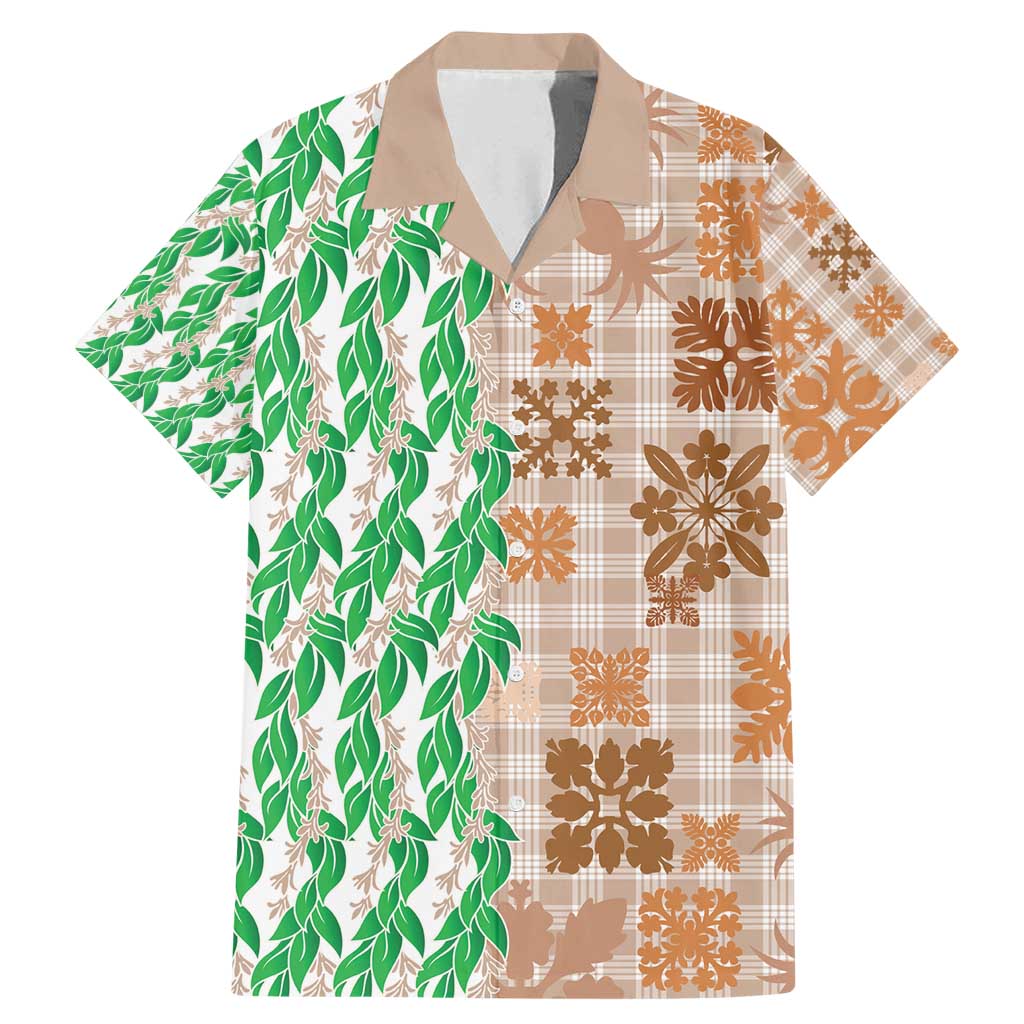 Aloha Hawaii Palaka Tuberose Lei Family Matching Mermaid Dress and Hawaiian Shirt Hawaiian Quilt Seamless Style - Polynesian Pride